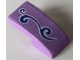 Part No: 11477pb180R  Name: Slope, Curved 2 x 1 x 2/3 with Dark Purple Scrollwork with White Outline Pattern Model Right Side (Sticker) - Set 41351