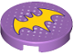 Part No: 14769pb192  Name: Tile, Round 2 x 2 with Bottom Stud Holder with Yellow Bat Symbol and Small White Dots Pattern