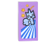 Part No: 3069pb0608  Name: Tile 1 x 2 with Card with Blue Unikitty, 3 Yellow Stars and Blue and White Stripes Pattern (Sticker) - Set 70620