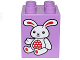 Part No: 31110pb133  Name: Duplo, Brick 2 x 2 x 2 with White and Red Bunny / Rabbit Pattern (10845)