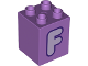 Part No: 31110pb149  Name: Duplo, Brick 2 x 2 x 2 with Lavender Capital Letter F with Dark Purple Outline Pattern