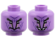 Part No: 3626pb3927  Name: Minifigure, Head Dual Sided Alien, Black Eyebrows, Dark Purple Contour Lines, Long Nose, Tan Stripes, Neutral / Smile with Teeth Pattern