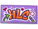 Part No: 87079pb0285  Name: Tile 2 x 4 with Heart, Star, Flower and 'HLC' Graffiti Pattern (Sticker) - Set 41099