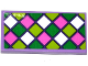 Part No: 87079pb0328  Name: Tile 2 x 4 with Dark Pink, Green, Lime and White Squares Mosaic Pattern (Sticker) - Set 41065