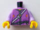 Part No: 973pb2406c01  Name: Torso Nexo Knights Female Jacket with Shoulder Strap and Belt Pattern / Lavender Arms / Yellow Hands