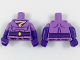 Part No: 973pb2947c01  Name: Torso Wonder Twin Zan Pattern / Dark Purple Arms with Molded Medium Lavender Short Sleeves Pattern / Dark Purple Hands