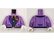 Part No: 973pb5383c01  Name: Torso Suit Jacket with Dark Purple Lapels and Stripes and Orange Flower over Shirt and Dark Green Vest and Tie Pattern / Medium Lavender Arms / White Hands