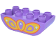 Part No: 98224pb015  Name: Duplo, Brick 2 x 4 Slope Curved Inverted Double with Yellow, Orange and Light Aqua Butterfly Wings Pattern