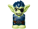 Part No: 28614pb04  Name: Body / Head Goblin with Pointed Ears, Eye Patch and Dark Blue Spiked Hair and Tunic with Utility Belt with Goblin Eye Buckle, Scroll and Rope Pattern
