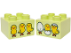 Part No: 3437pb123  Name: Duplo, Brick 2 x 2 with Chicks / Hatching Eggs Pattern