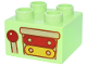 Part No: 3437pb147  Name: Duplo, Brick 2 x 2 with Tan and Dark Orange Xylophone Upper Half with Red and Yellow Bars and Mallet Pattern