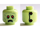 Part No: 3626cpb1378  Name: Minifigure, Head Alien Zombie, Red Eyes, Frowning, Broken Teeth, Stitching and 2 Buttons on Back Pattern - Hollow Stud