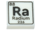 Part No: 3070pb371  Name: Tile 1 x 1 with Black 'Ra', 'Radium', '88', '226' and Border Pattern