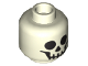 Part No: 3626cpb0001  Name: Minifigure, Head with Black Standard Skull Pattern - Hollow Stud