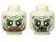 Part No: 3626cpb0950  Name: Minifigure, Head Dual Sided LotR Ghost with Glowing Eyes, Moustache, and Circles on Temples, Mouth Closed / Mouth Open Pattern - Hollow Stud