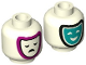 Part No: 3626cpb2824  Name: Minifigure, Head Dual Sided Dark Turquoise Comedy and Magenta Outlined Tragedy Theater Masks Pattern - Hollow Stud