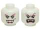 Part No: 3626pb0770  Name: Minifigure, Head Dual Sided Alien Female Vampire with Black Thin Eyebrows, Double Eyelashes, Dark Pink Eye Shadow and Lips, Smile with Fangs and Dimple / Angry Open Mouth with Top Teeth Pattern