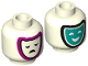 Part No: 3626pb2824  Name: Minifigure, Head Dual Sided Dark Turquoise Comedy and Magenta Outlined Tragedy Theater Masks Pattern