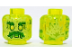 Part No: 3626pb3340  Name: Minifigure, Head Alien Ghost with Yellowish Green Face, Dark Green Bushy Eyebrows and Moustache, Lime Eye Shadow, Green Open Mouth Frown with Slime and Tongue, Flames on Back Pattern