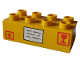 Part No: 3011pb005  Name: Duplo, Brick 2 x 4 with Shipping Box with Arrow and Glass Pattern