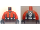 Part No: 973pb6032c01  Name: Torso Wetsuit, Dark Bluish Gray Panels, Silver Zipper, Belt with Buckle and Pouches, Trident Badge Logo on Back Pattern / Reddish Orange Arms / Dark Bluish Gray Hands
