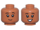 Part No: 28621pb0302  Name: Minifigure, Head Dual Sided Child, Thin Black Eyebrows, Closed Mouth Smile / Open Mouth Smile Pattern - Vented Stud