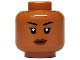 Part No: 3626pb3883  Name: Minifigure, Head Female Black Thin Eyebrows, Single Eyelashes, Reddish Brown Lips, Neutral Pattern