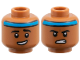 Part No: 3626pb3952  Name: Minifigure, Head Dual Sided Dark Azure Headband, Black Eyebrows, Lopsided Open Mouth Grin / Firm Gritted Teeth Pattern
