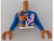 Part No: FTBpb132c01  Name: Torso Mini Doll Boy Bright Pink and Reddish Orange Jacket with Blue Shapes and Collar over White Shirt Pattern, Sienna Arms with Hands with Blue Long Sleeves