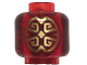 Part No: 28621pb0054  Name: Minifigure, Head without Face with Gold Oriental Pattern on Both Sides - Vented Stud