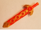 Part No: 24108pb03  Name: Minifigure, Weapon Sword, Long with Molded Flexible Rubber Pearl Gold Tip and Angular Crossguard Pattern
