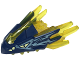 Part No: 100588pb03  Name: Dragon Head (Ninjago) Jaw with Spikes, 4 Studs and 2 Bar Handles with Molded Dark Blue Face and Printed Bright Light Yellow Eyes and Metallic Light Blue Markings Pattern