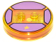 Part No: 18605c02pb04  Name: Dimensions Toy Tag 4 x 4 x 2/3 with 2 Studs and Trans-Orange Bottom with Yellow Star on Medium Lavender Background Pattern (Lumpy Space Princess)