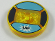 Part No: 18605c02pb28  Name: Dimensions Toy Tag 4 x 4 x 2/3 with 2 Studs and Trans-Orange Bottom with Black 'ZAP' in White Starburst on Medium Azure Background Pattern (Bubbles)