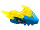 Part No: 82276pb01  Name: Dragon Head (Ninjago) Jaw Upper with Horns with Molded Dark Azure Face, Bright Light Yellow Eyes, and Dark Blue Highlights Pattern