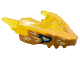 Part No: 82276pb05  Name: Dragon Head (Ninjago) Jaw Upper with Horns with Molded Pearl Gold Face and Printed Metallic Light Blue Eyes and Bright Light Yellow Electricity Pattern