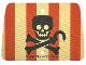 Part No: 103913  Name: Cloth Sail Rectangle with 2 Holes with Red Vertical Stripes, Black Skull and Crossbones with Hook Pattern