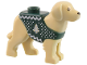 Part No: 105143pb04  Name: Dog, Labrador / Rescue Dog with Molded Dark Green Vest and Printed White and Gold Knit Fair Isle Holiday Sweater Pattern