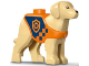 Part No: 105143pb05  Name: Dog, Labrador / Rescue Dog with Molded Orange Vest and Printed Dark Blue Panel and Squares with Coast Guard Logo Badge Pattern