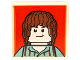 Part No: 11203pb004  Name: Tile, Modified 2 x 2 Inverted with Brown-Haired Hobbit on Red Background Pattern