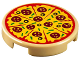 Part No: 14769pb160  Name: Tile, Round 2 x 2 with Bottom Stud Holder with Sliced Pizza with Red Tomato Sauce, Yellow Cheese, Dark Red Pepperoni, Black Olives, and Green Bell Peppers Pattern