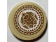Part No: 14769pb330  Name: Tile, Round 2 x 2 with Bottom Stud Holder with Medium Nougat, Tan and White Hawaiian Sea Turtle Tribal Pattern (Sticker) - Set 41149