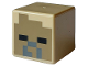 Part No: 19729pb086  Name: Minifigure, Head, Modified Cube with Pixelated Dark Tan Face, Black Eyes and Dark Bluish Gray Nose and Mouth Pattern (Minecraft Husk)