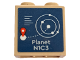 Part No: 22885pb012  Name: Brick, Modified 1 x 2 x 1 2/3 with Studs on Side with Dark Blue Screen with White Orbiting Planets, 'Planet N1C3' and Red Marker Pattern (Sticker) - Set 42602