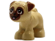 Part No: 24111pb10  Name: Dog, Friends Style, Pug, Standing with Reddish Brown Muzzle, Ears and Eyes Looking Up and Bright Pink Tongue Pattern (Dango)