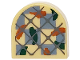 Part No: 24246pb050  Name: Tile, Round 1 x 1 Half Circle Extended with Oven Mitt with Dark Blush Gray Grid, Dark Green and Dark Orange Chili Peppers and Sand Blue Checkered Pattern
