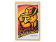 Part No: 26603pb284  Name: Tile 2 x 3 with Red, Orange and Yellow Movie Poster Minifigure Tipping Hat and 'JOHNNY THUNDER' Pattern (Sticker) - Set 10306