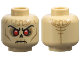 Part No: 28621pb0361  Name: Minifigure, Head Alien Skull with Black Eyebrows, Nose and Mouth, Red Eyes, Dark Tan Filigree Tattoos and Contours, Frown Pattern - Vented Stud