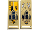 Part No: 30292pb058  Name: Flag 7 x 3 with Bar Handle with Hufflepuff Banners, Shield, Windows, Bricks and 6 Candles Pattern (Stickers) - Set 76399