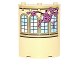 Part No: 30562pb045R  Name: Cylinder Quarter 4 x 4 x 6 with Curved Lattice Windows and Vine with Pink Roses Pattern Model Right Side (Sticker) - Set 41067